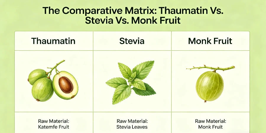 The Comparative Matrix-Thaumatin Vs Stevia Vs Monk Fruit The Comparative Matrix-Thaumatin Vs Stevia Vs Monk Fruit